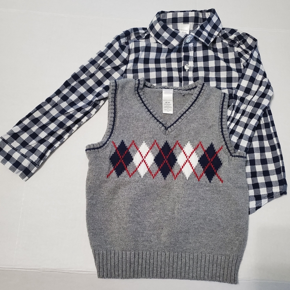 Toddler Boy's 2-n-1 Shirt & Sweater Vest